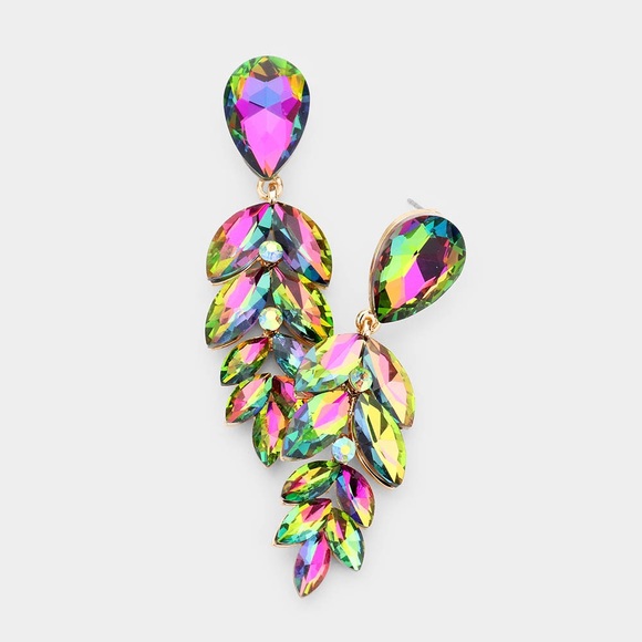 Tear drop marquise crystal drop earrings - Picture 1 of 3